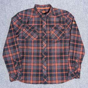 Brunt Clark Heavyweight Flannel Work Shirt Men's Large Orange Plaid Button Up